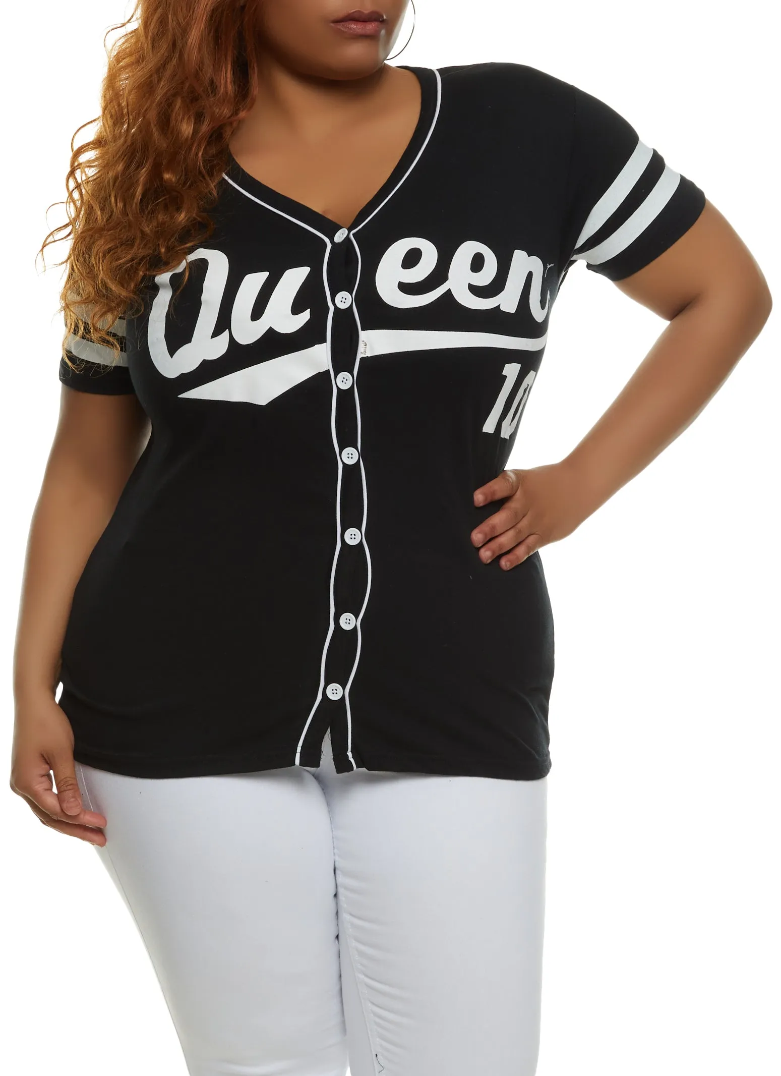 Plus Size Queen 10 Baseball Jersey sold by Rainbow