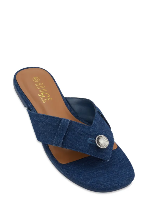 Denim Thong Slide Sandals sold by Rainbow