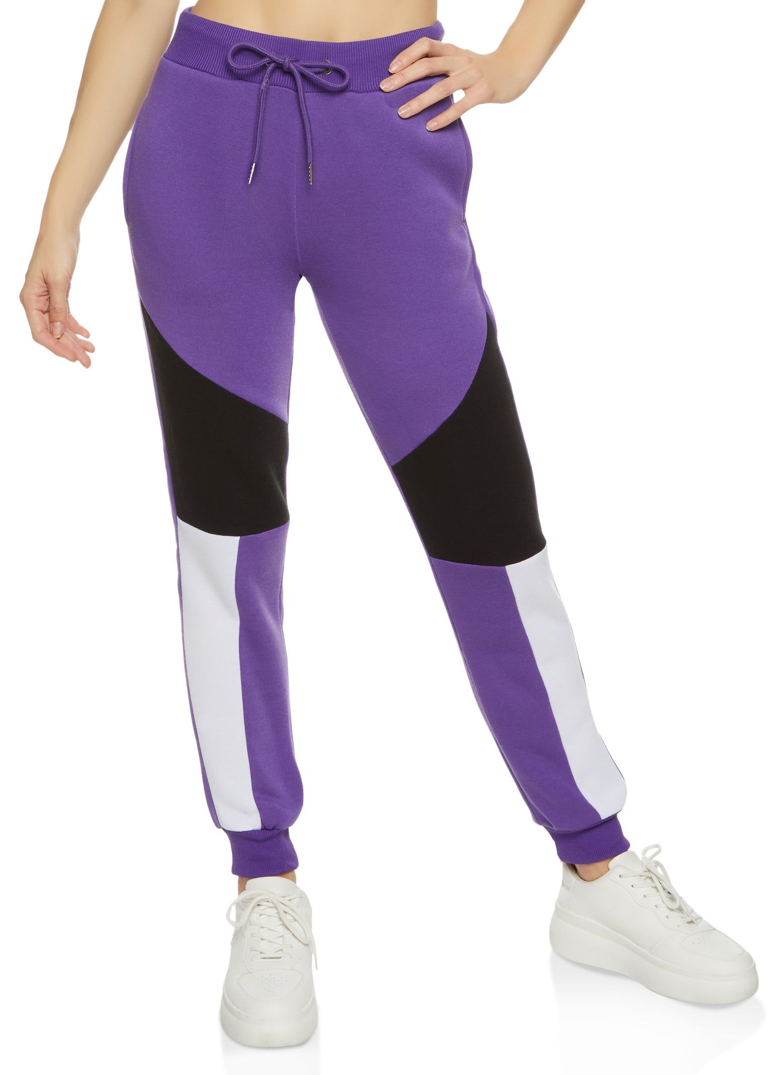 Color Block Drawstring High Waist Joggers sold by Rainbow