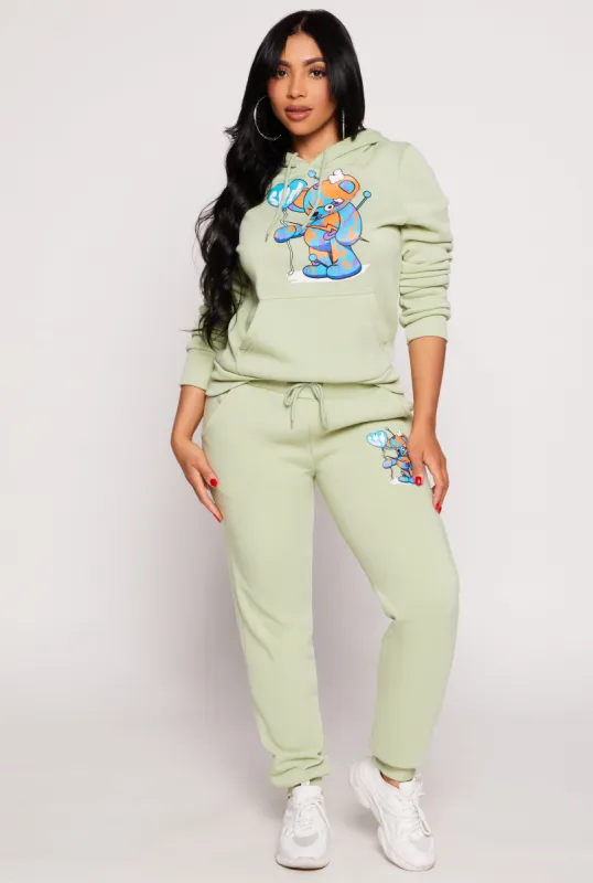 Bear Graphic Drawstring Joggers sold by Rainbow