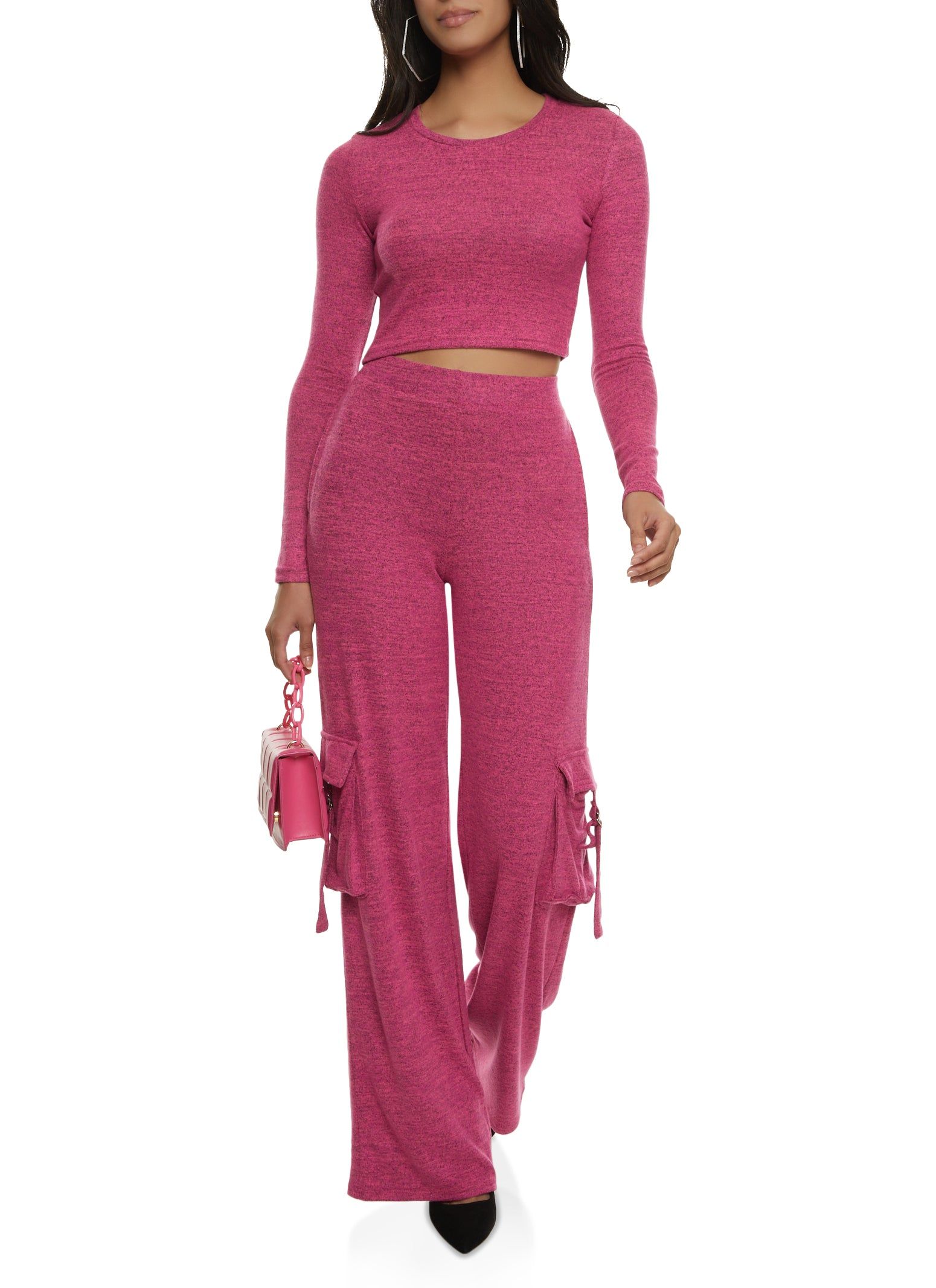 Brushed Knit Long Sleeve Crop Top sold by Rainbow product image thumbnail 2