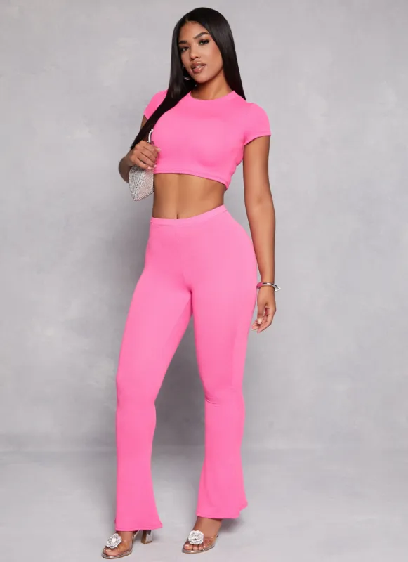 Ribbed Knit Pull On Boot Cut Pants sold by Rainbow