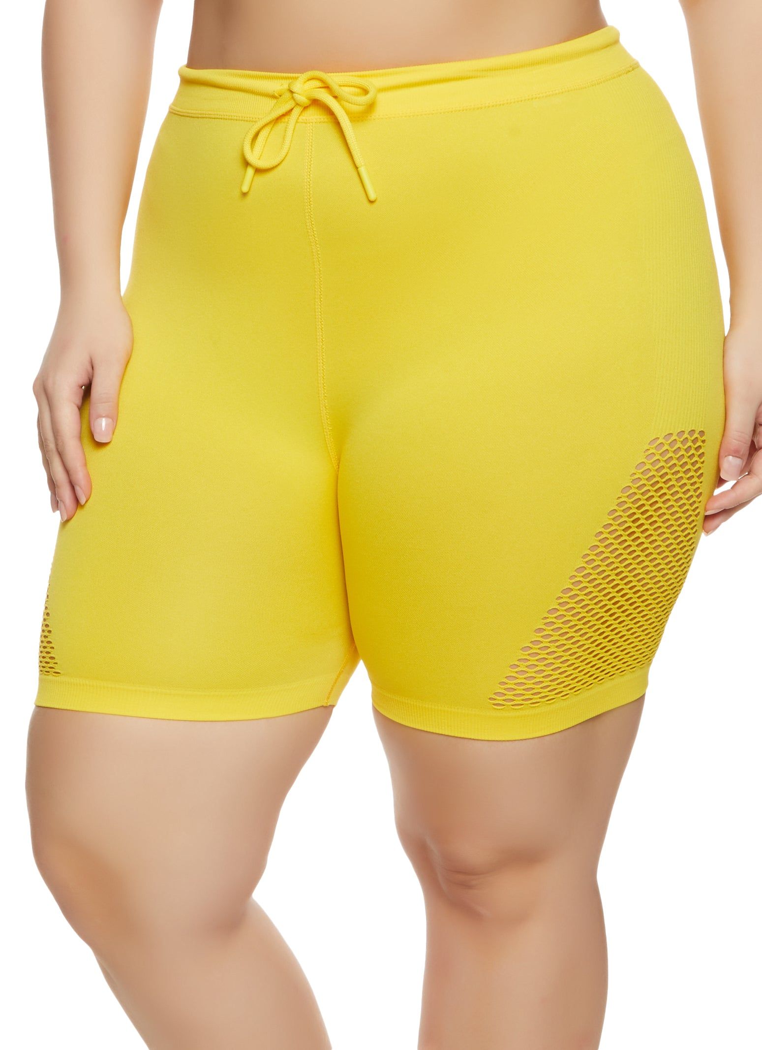 Plus Size Fishnet Laser Cut Shorts sold by Rainbow