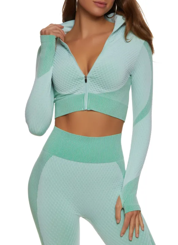 Daisy Seamless Textured Knit Zip Front Track Jacket sold by Rainbow