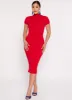 Ribbed Knit Mock Neck T Shirt Dress sold by Rainbow