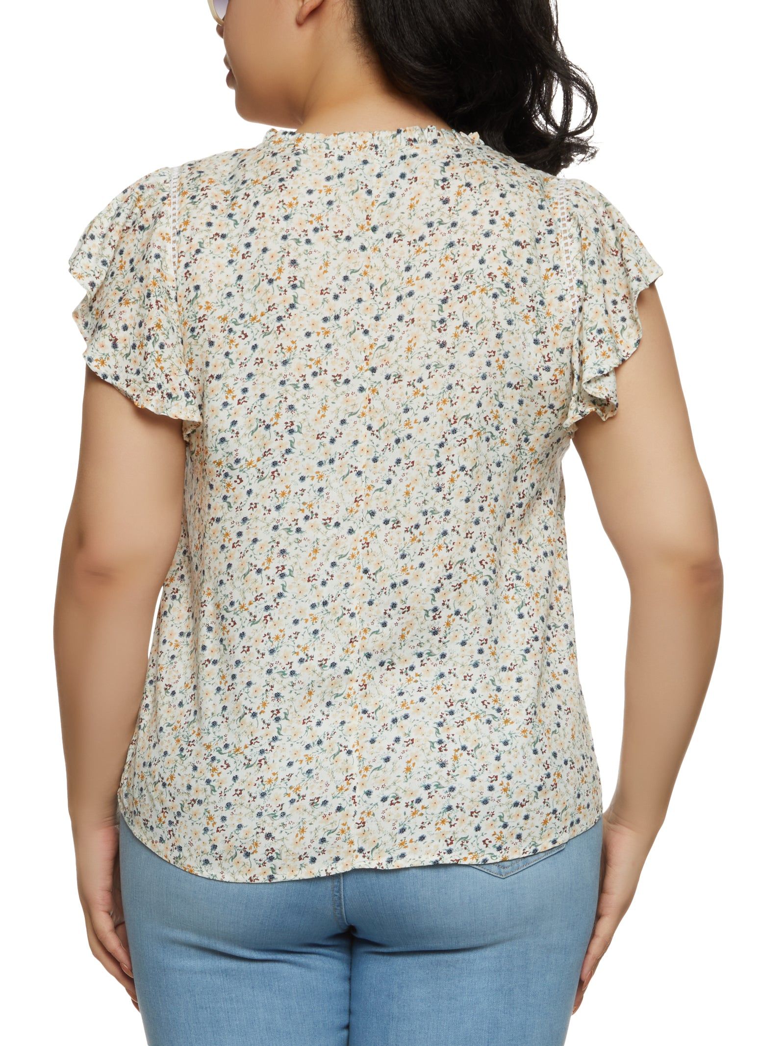 Plus Size Flutter Sleeve Floral Peasant Top sold by Rainbow product image thumbnail 2