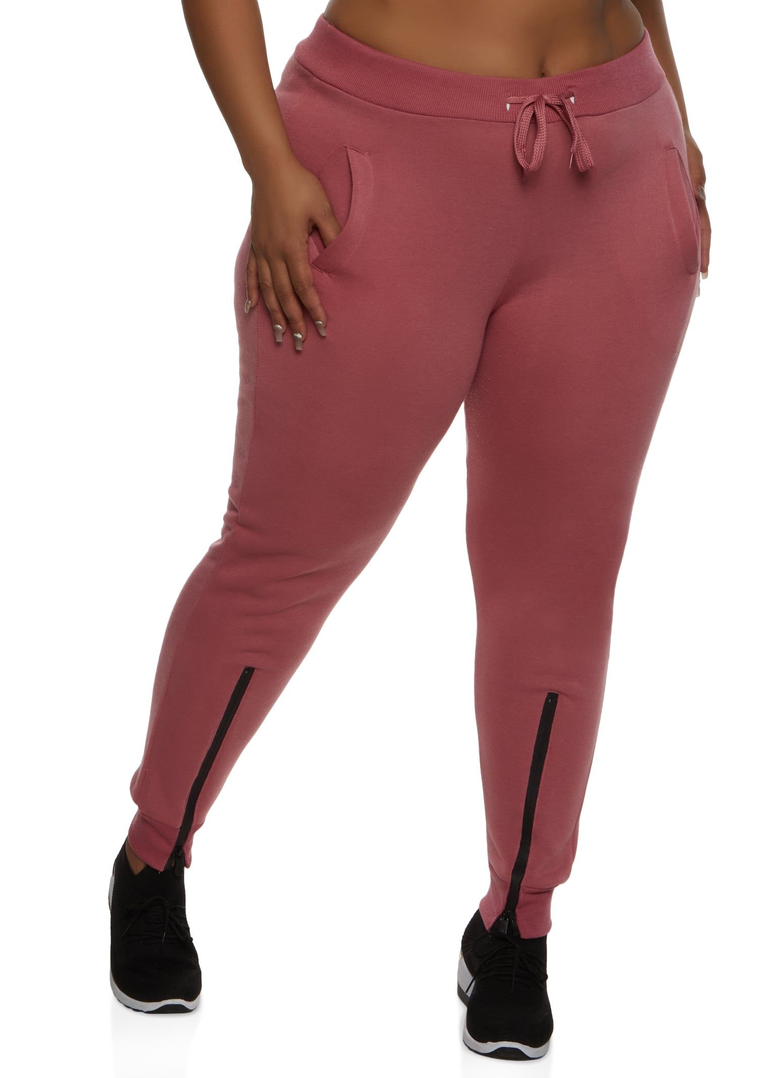 Plus Size Zipper Detail Drawstring Joggers sold by Rainbow