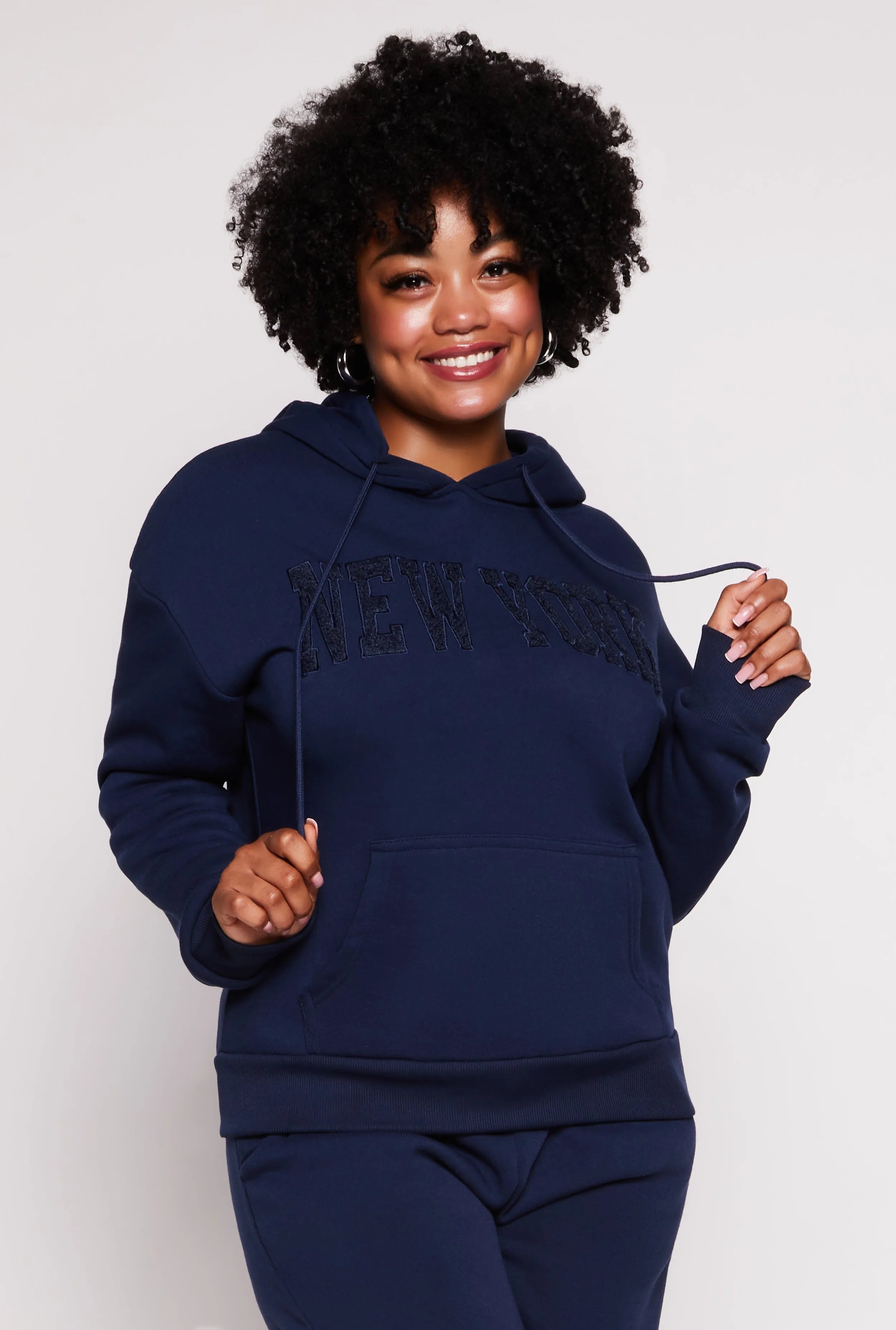 Plus Size New York Chenille Graphic Pullover Hoodie sold by Rainbow