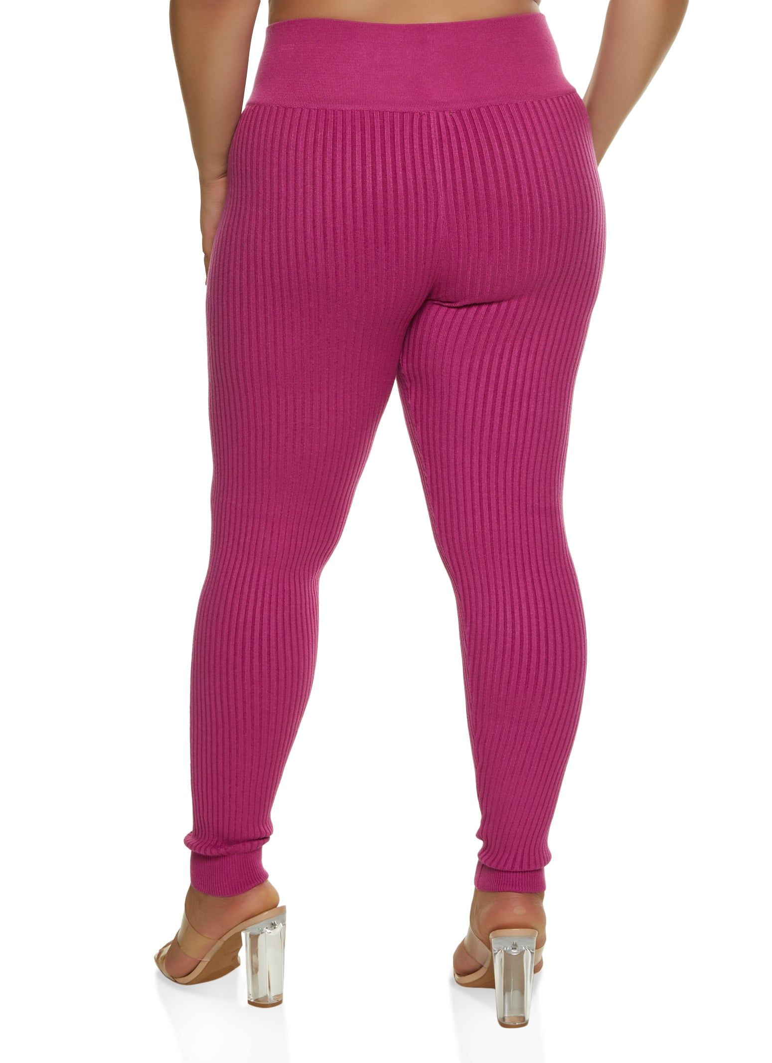 Plus Size Ribbed High Waisted Leggings sold by Rainbow product image thumbnail 2