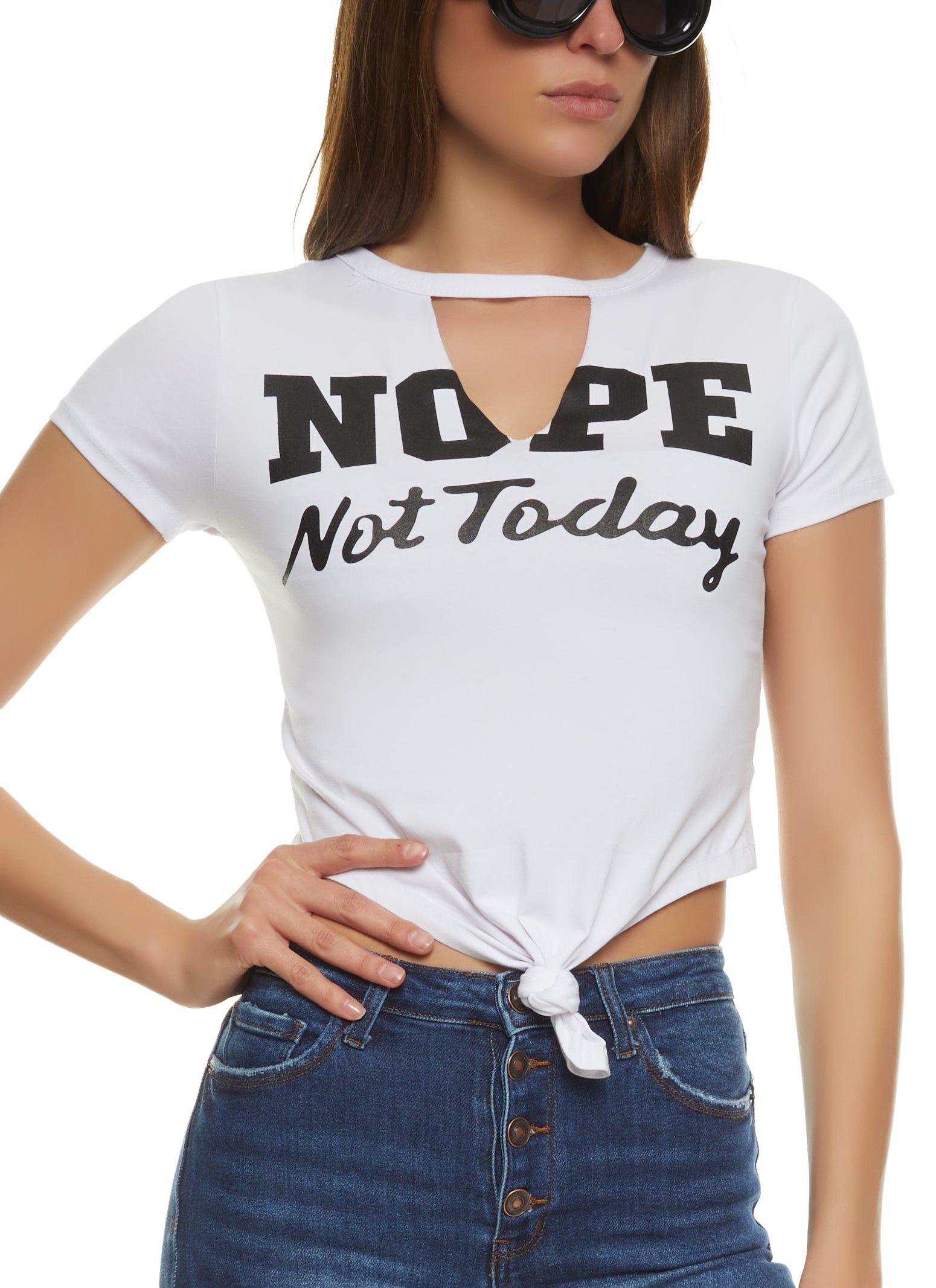 Nope Not Today Cut Out Graphic Tee sold by Rainbow