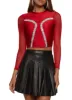 Rhinestone Detail Mesh Back Crop Top sold by Rainbow