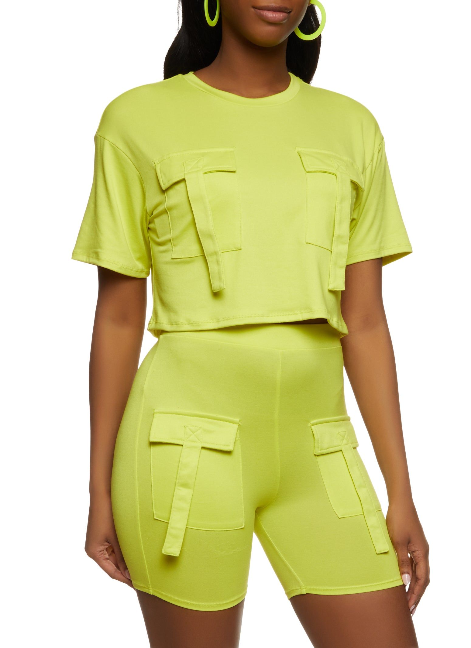 Cargo Pocket Detail Cropped T Shirt sold by Rainbow