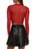Rhinestone Detail Mesh Back Crop Top sold by Rainbow