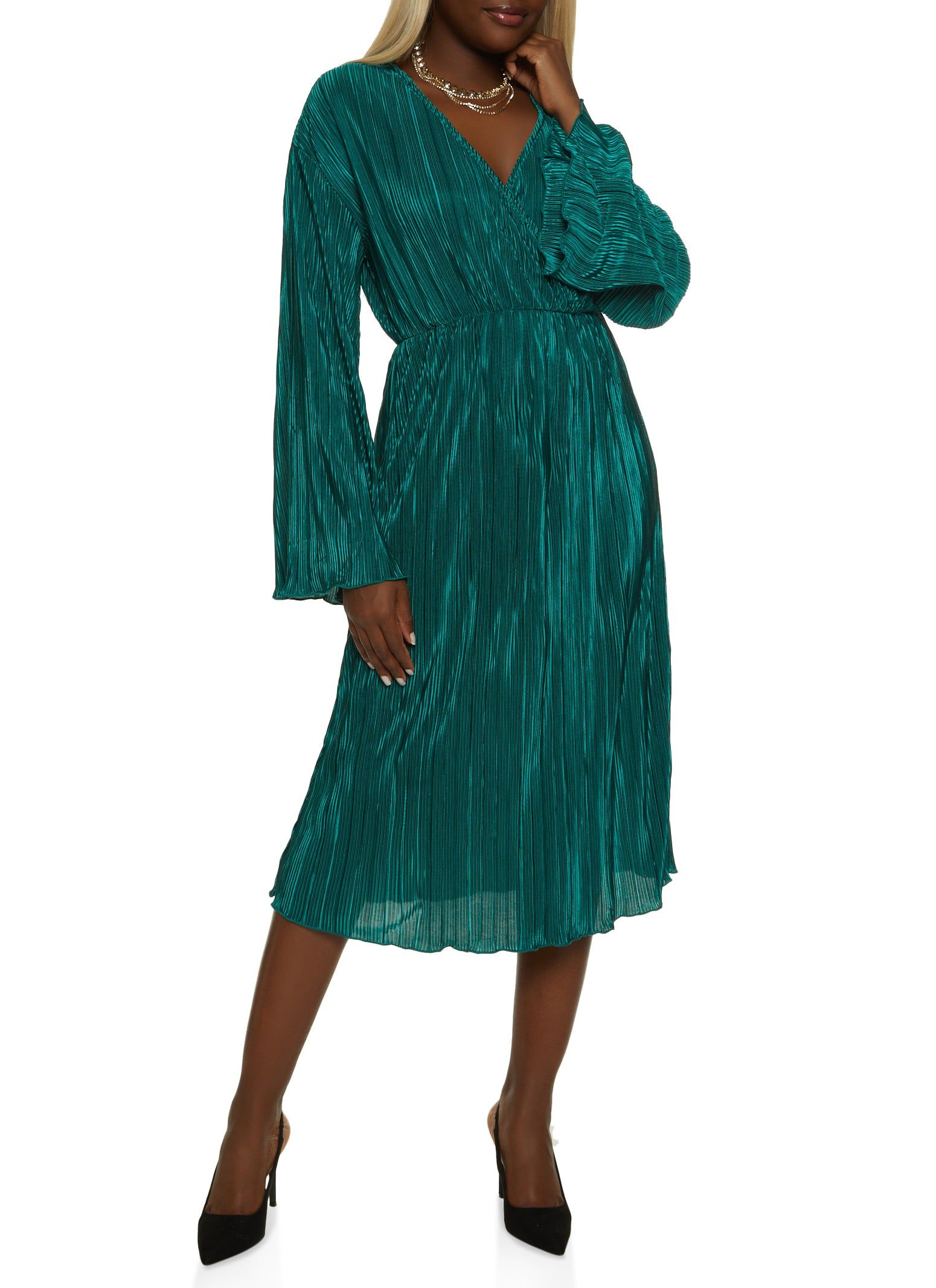 Plisse Faux Wrap Dress sold by Rainbow product image thumbnail 2