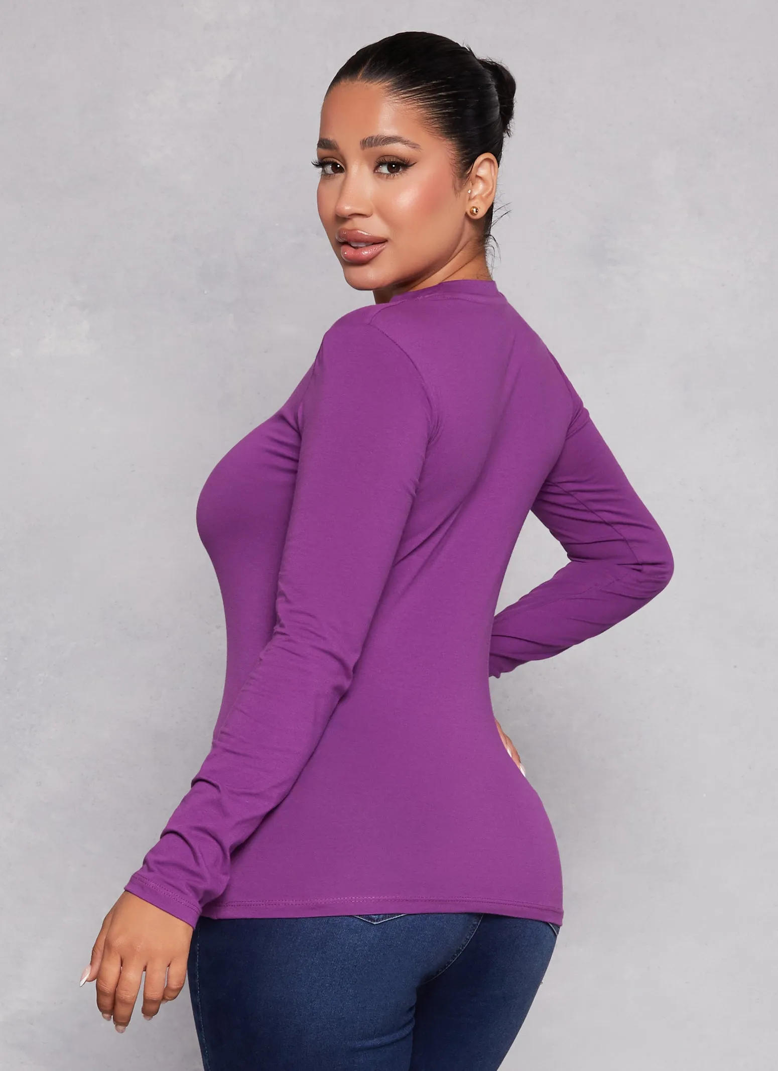 Basic Long Sleeve Crew Neck Tee sold by Rainbow product image thumbnail 3