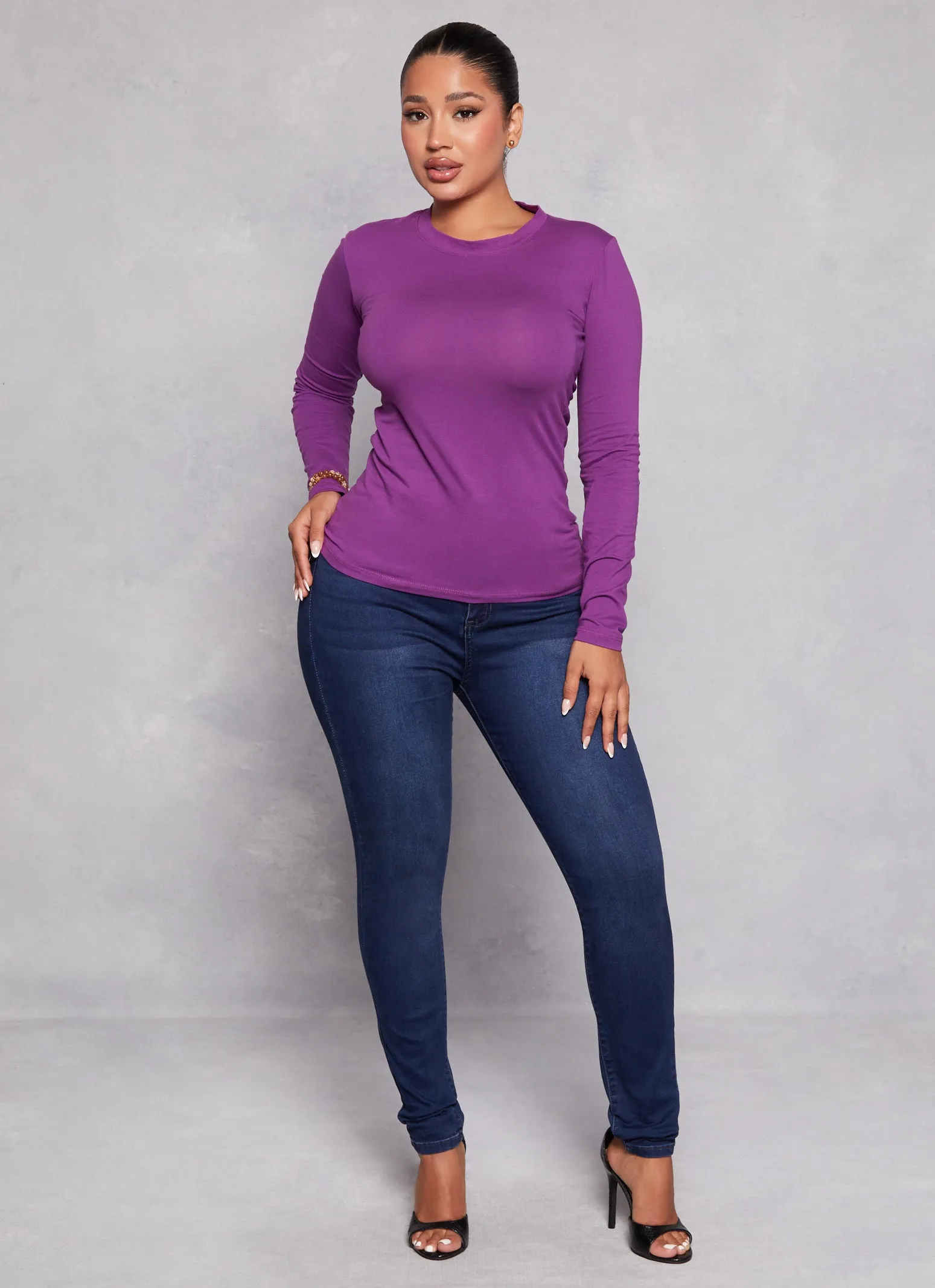 Basic Long Sleeve Crew Neck Tee sold by Rainbow product image thumbnail 2