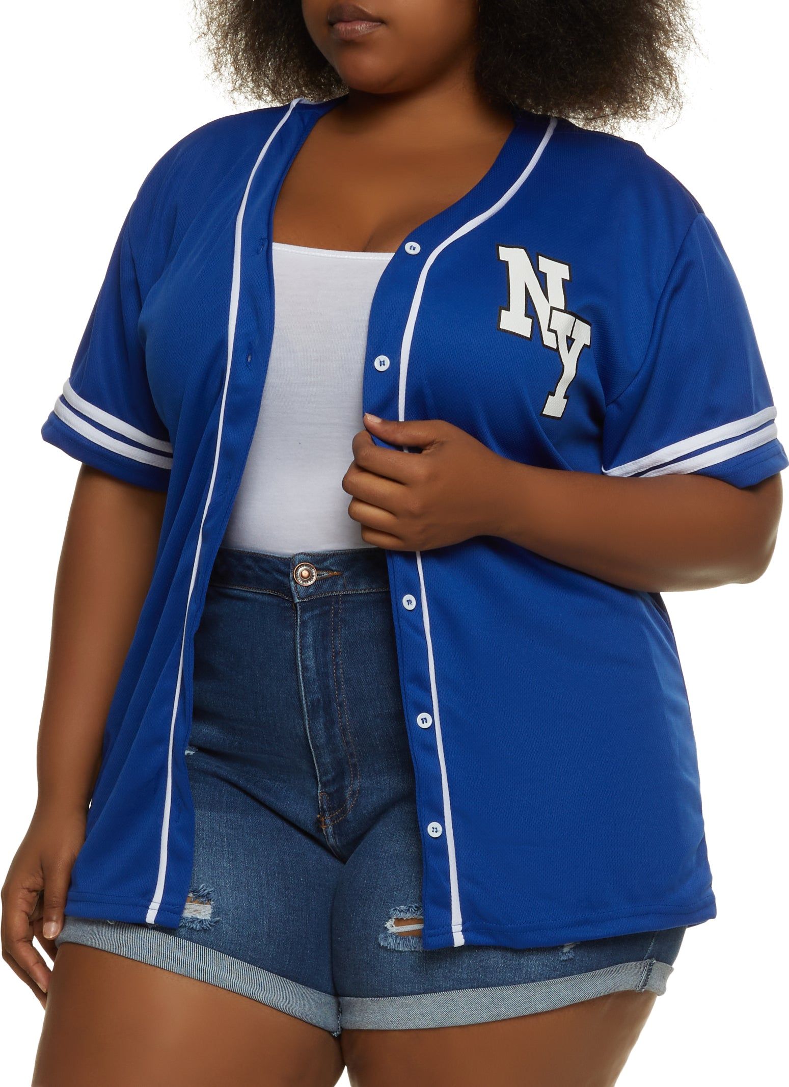Plus Size NY Mesh Baseball Tee sold by Rainbow