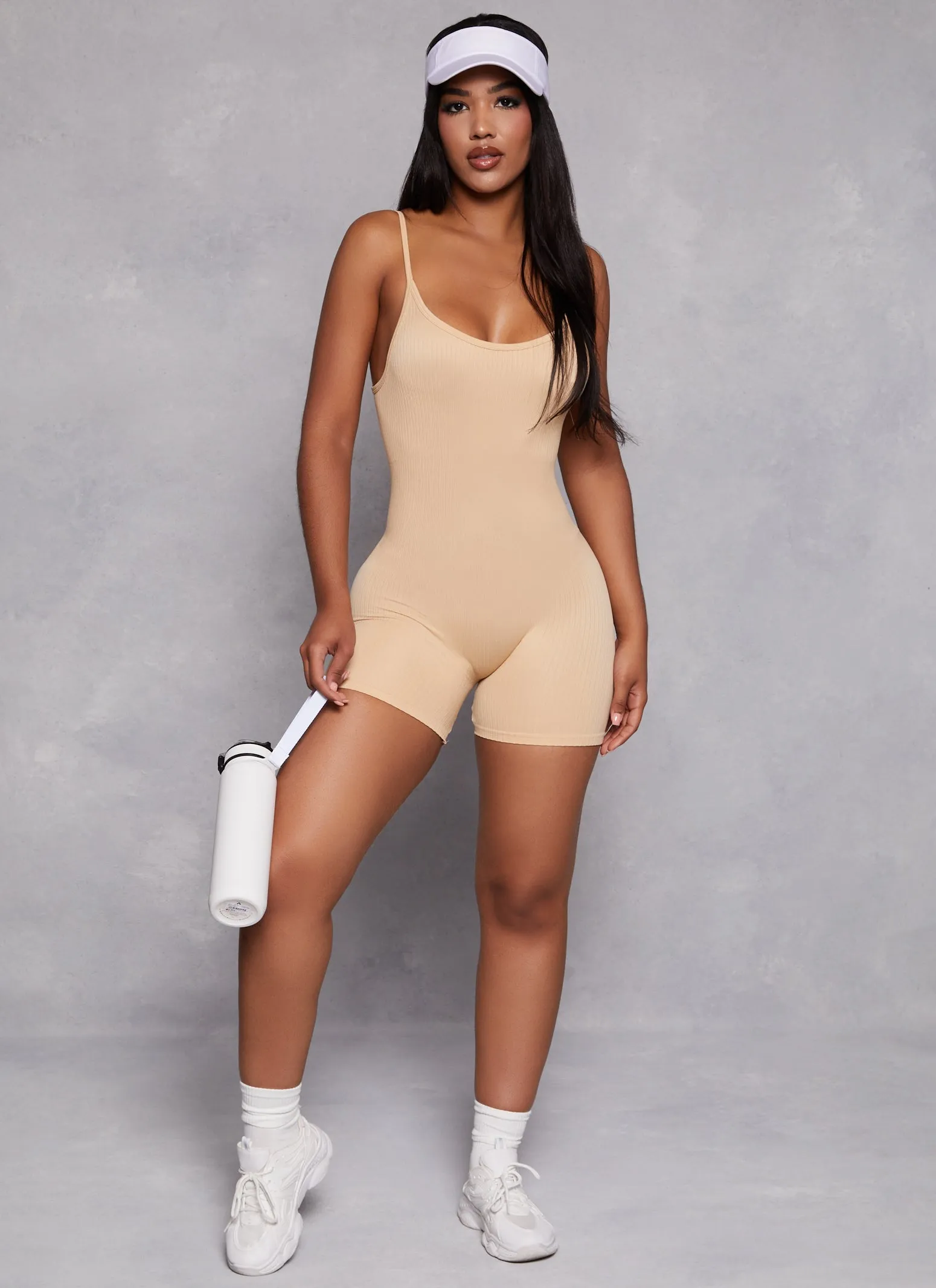 Seamless Ribbed Low Back Cami Romper sold by Rainbow product image thumbnail 2