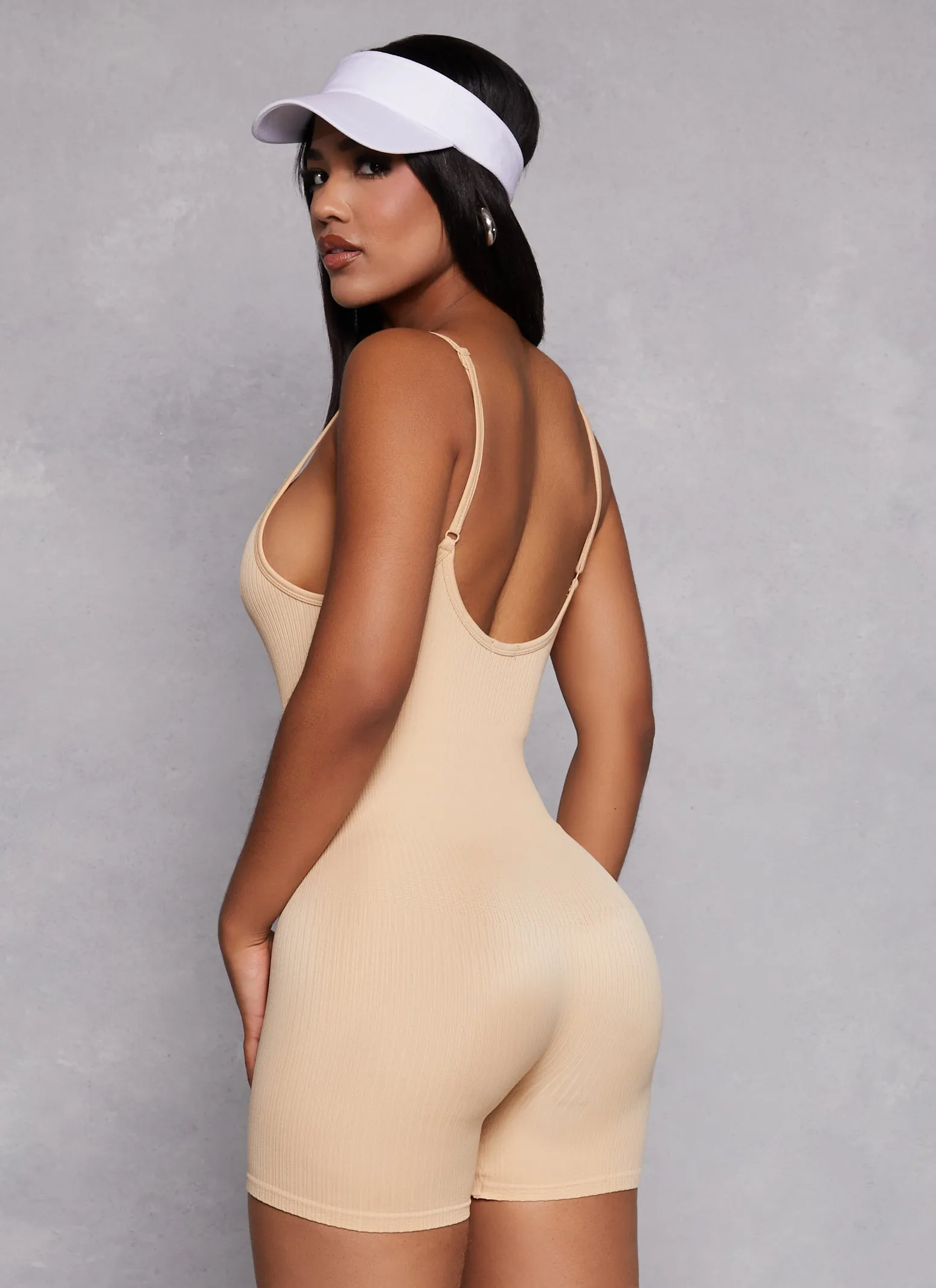 Seamless Ribbed Low Back Cami Romper sold by Rainbow product image thumbnail 3