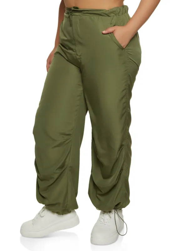 Plus Size Drawstring Hem Parachute Pants sold by Rainbow