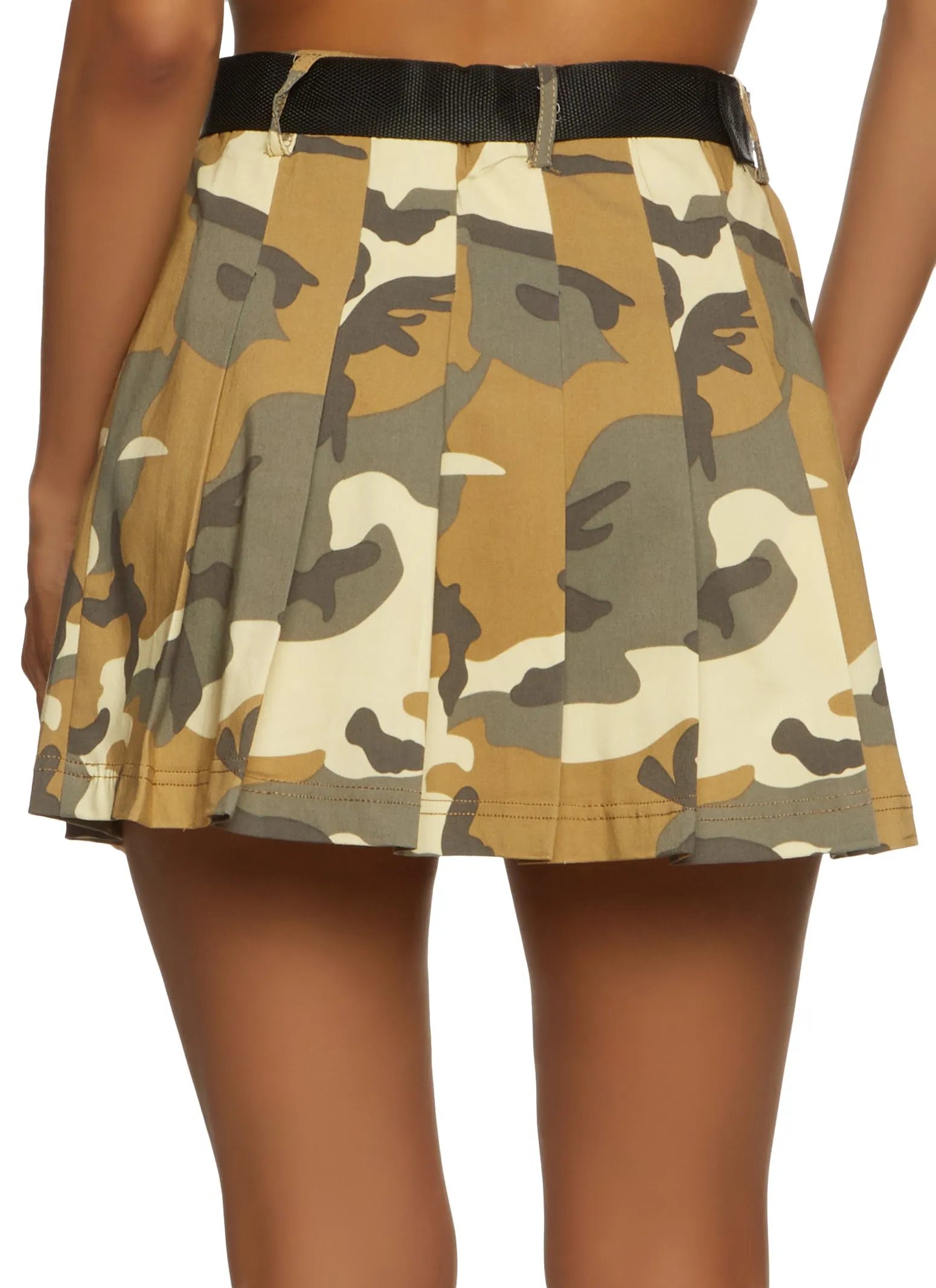 Release Buckle Belt Patterned Pleated Skirt sold by Rainbow product image thumbnail 3