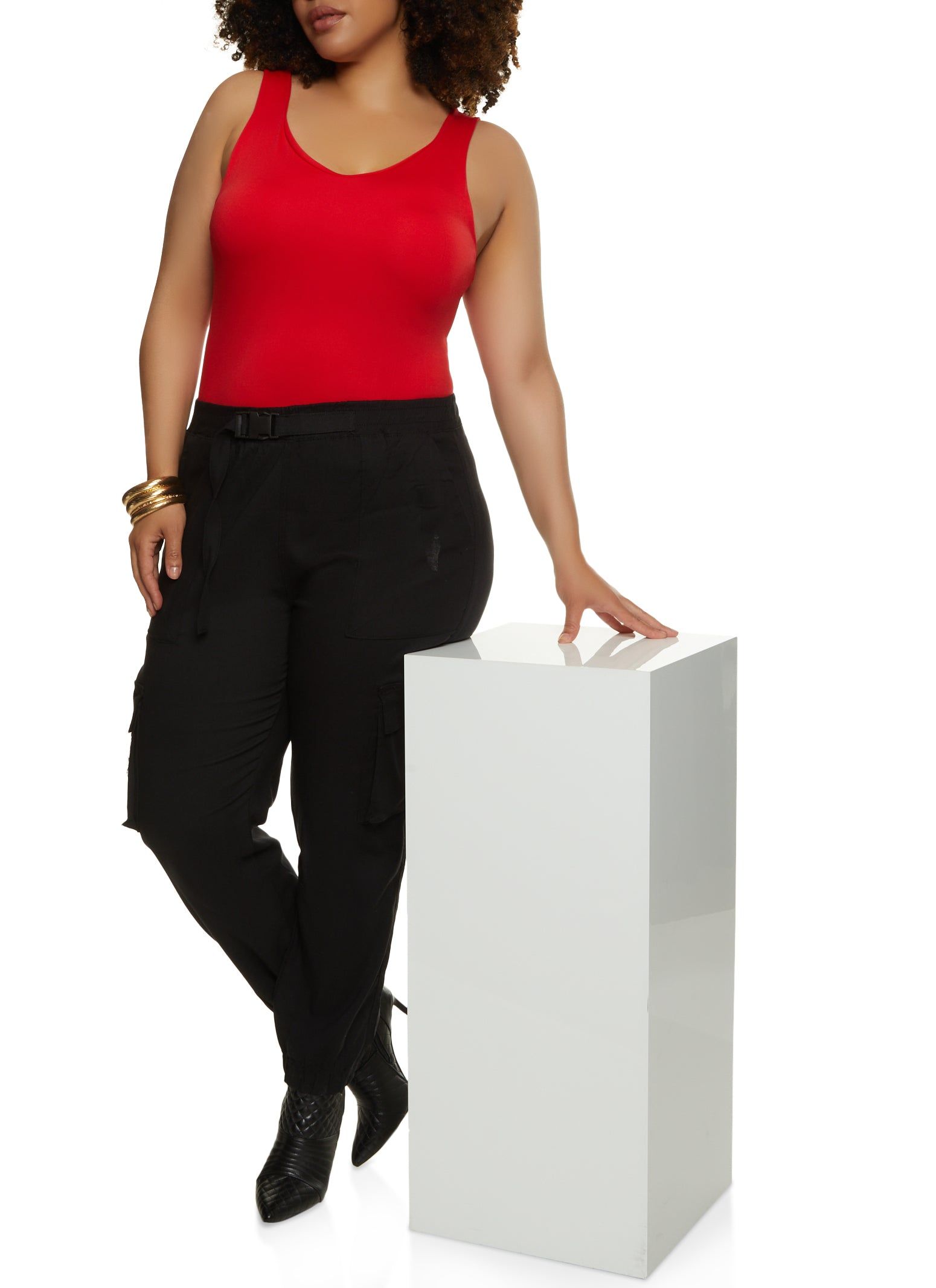 Plus Size Buckle Detail Cargo Joggers sold by Rainbow product image thumbnail 2