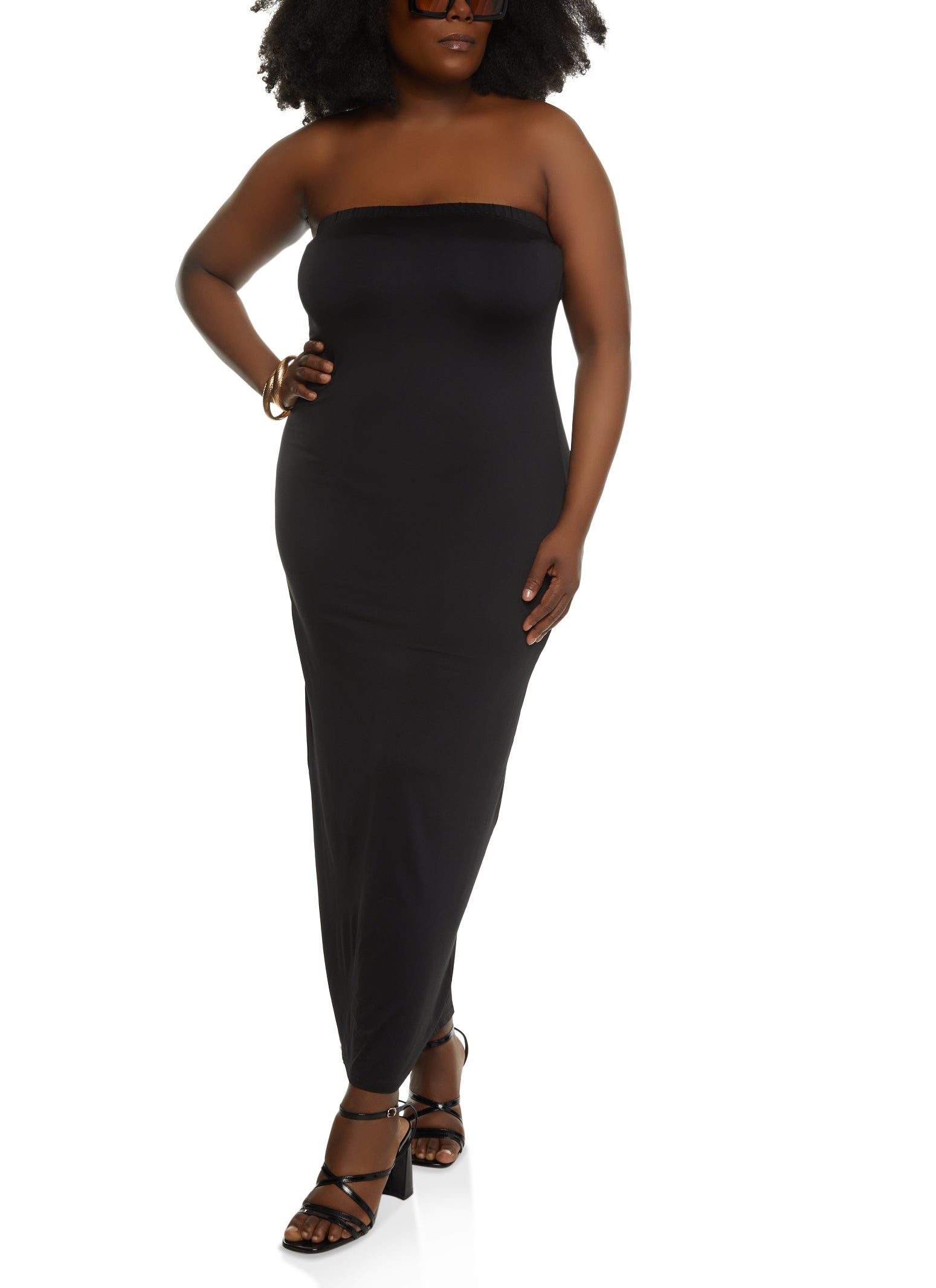 Plus Size Solid Back Slit Maxi Tube Dress sold by Rainbow product image thumbnail 2