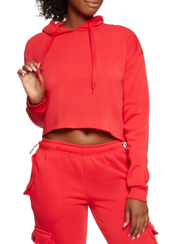 Solid Raw Hem Pullover Hoodie sold by Rainbow