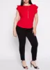 Plus Size Flutter Sleeve Blouse with Necklace sold by Rainbow