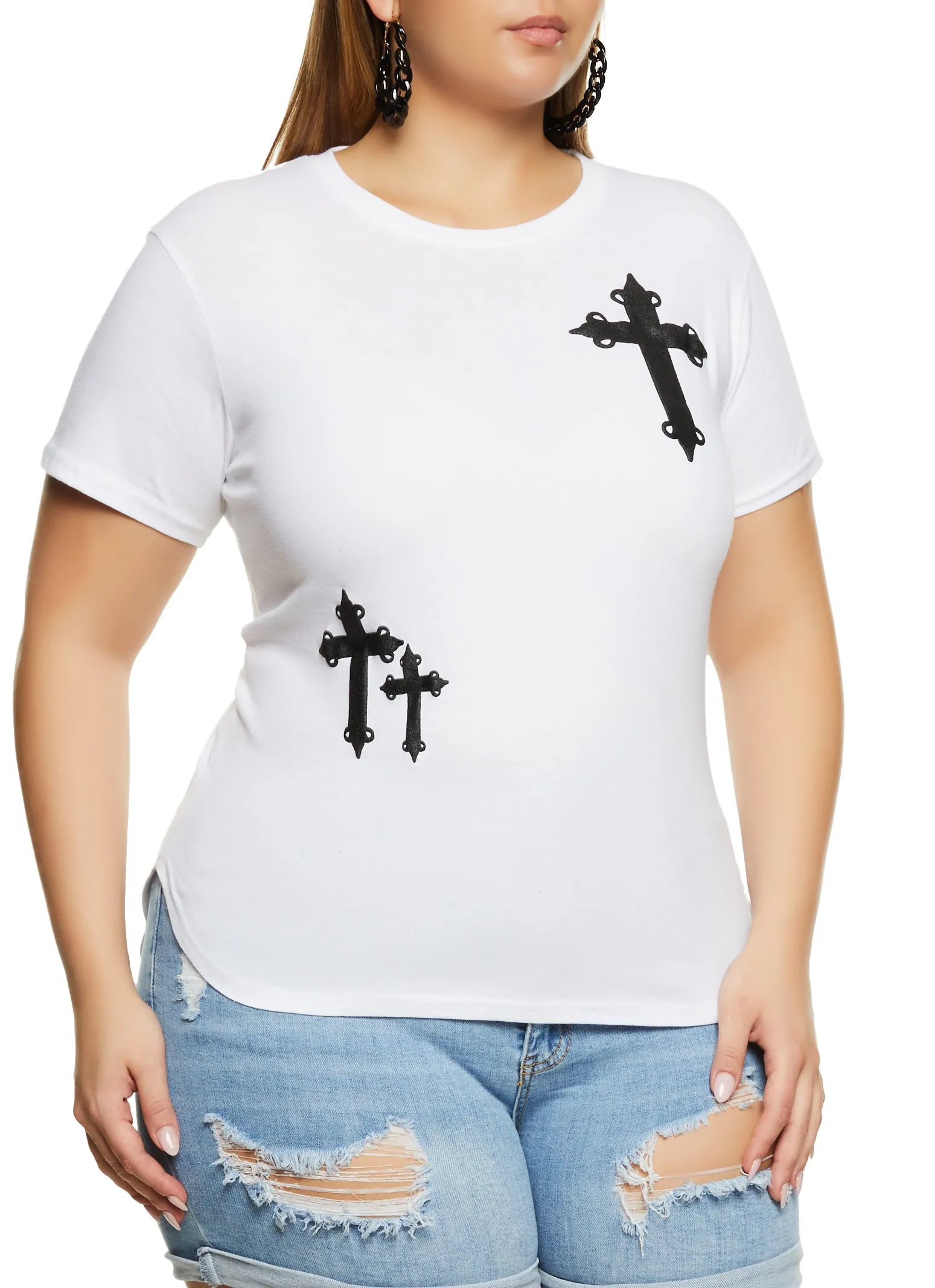 Plus Size Cross High Low Hem Graphic Tee sold by Rainbow product image thumbnail 2