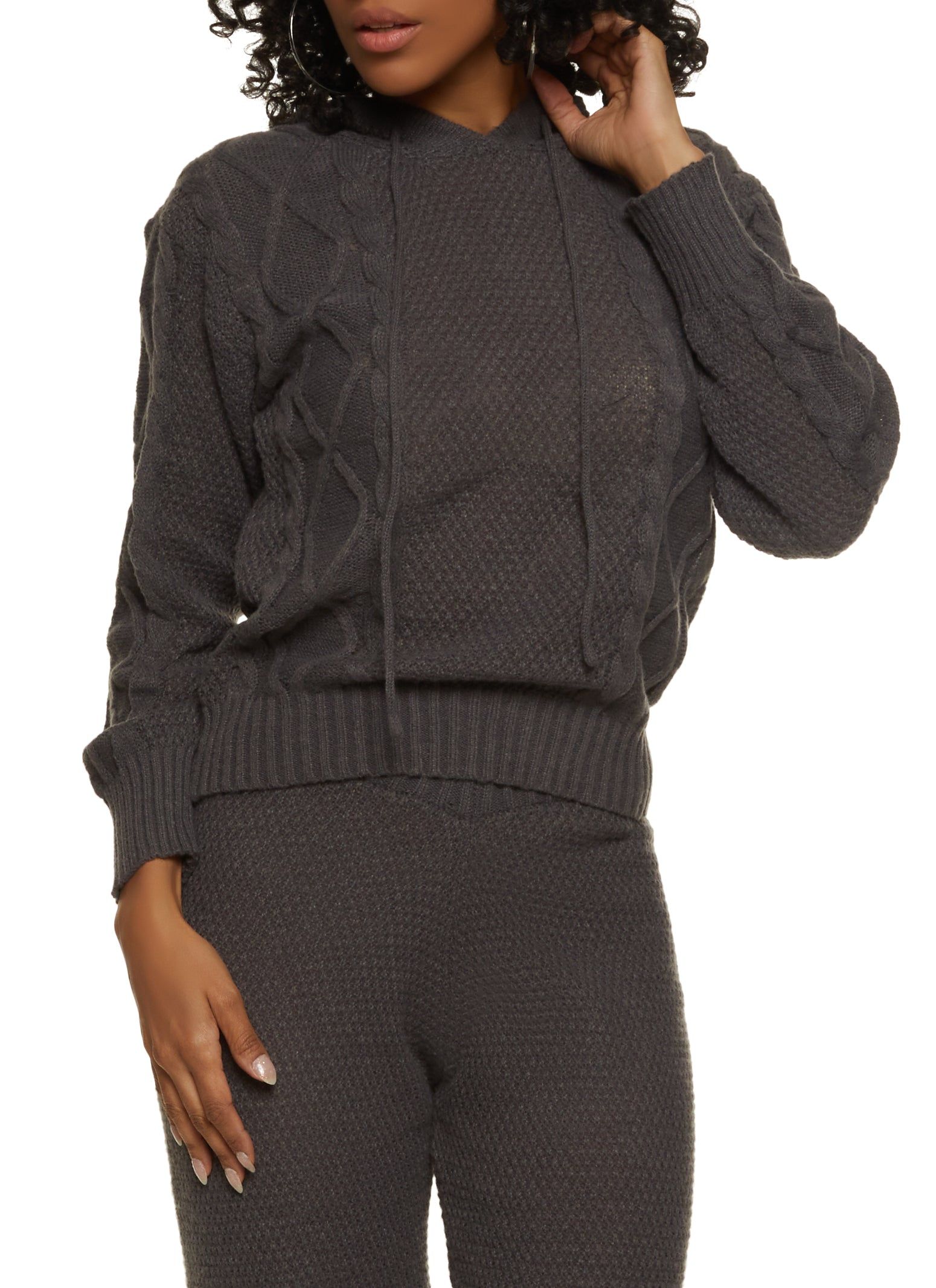 Cable Knit Pullover Hoodie sold by Rainbow