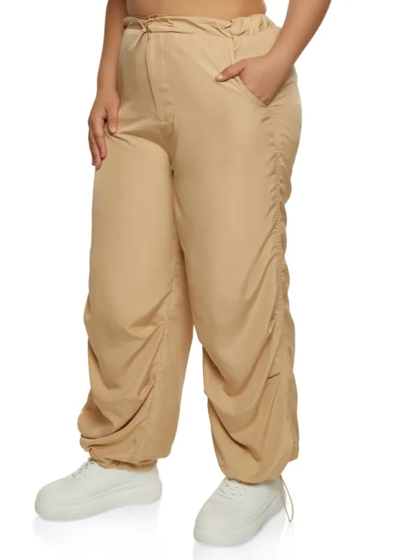 Plus Size Drawstring Hem Parachute Pants sold by Rainbow
