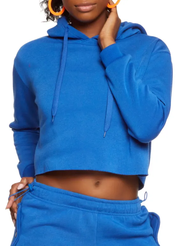 Solid Raw Hem Pullover Hoodie sold by Rainbow
