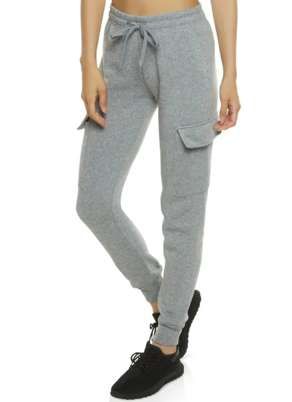 Solid Drawstring Cargo Pocket Joggers sold by Rainbow