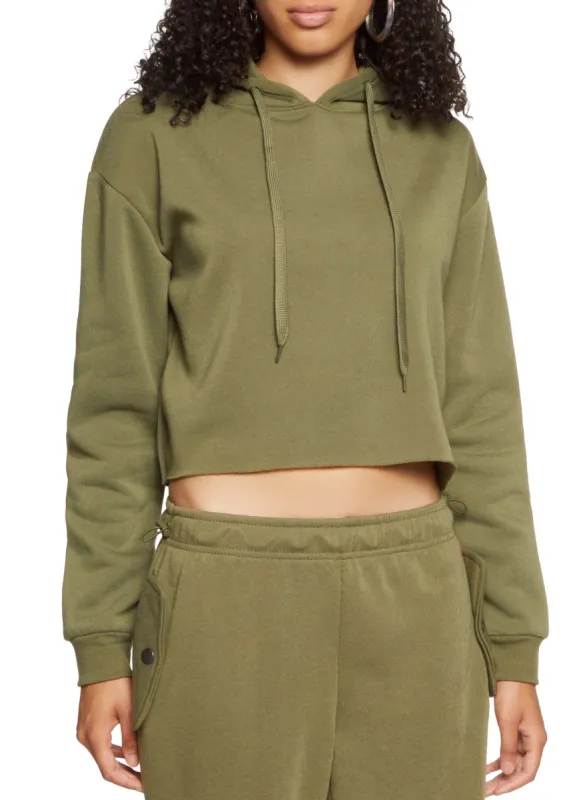 Solid Raw Hem Pullover Hoodie sold by Rainbow