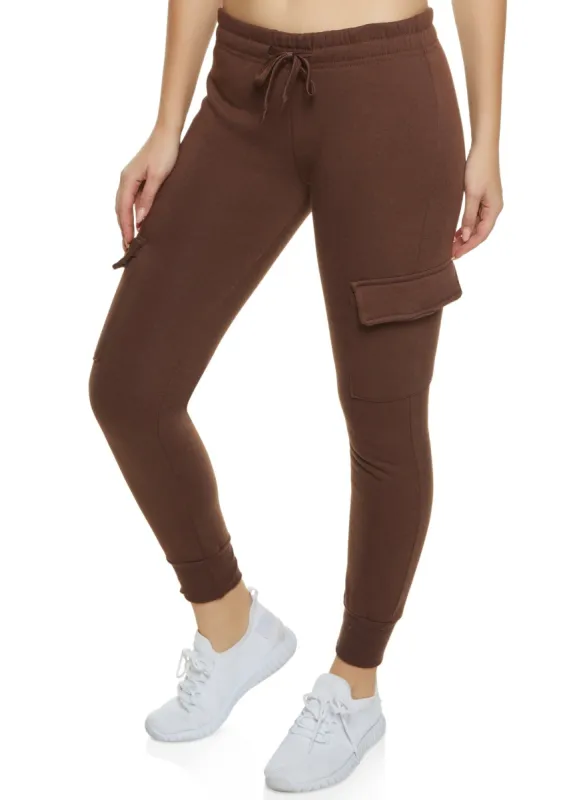 Solid Drawstring Cargo Pocket Joggers sold by Rainbow