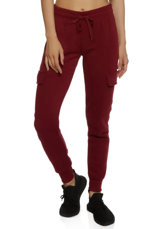 Solid Drawstring Cargo Pocket Joggers sold by Rainbow
