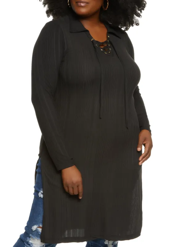 Plus Size Lace Up V Neck Maxi Top sold by Rainbow