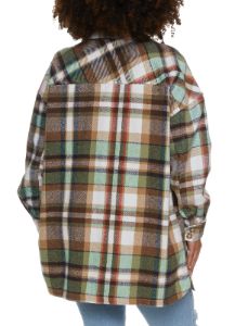 Plus Size Plaid Button Front Shacket sold by Rainbow
