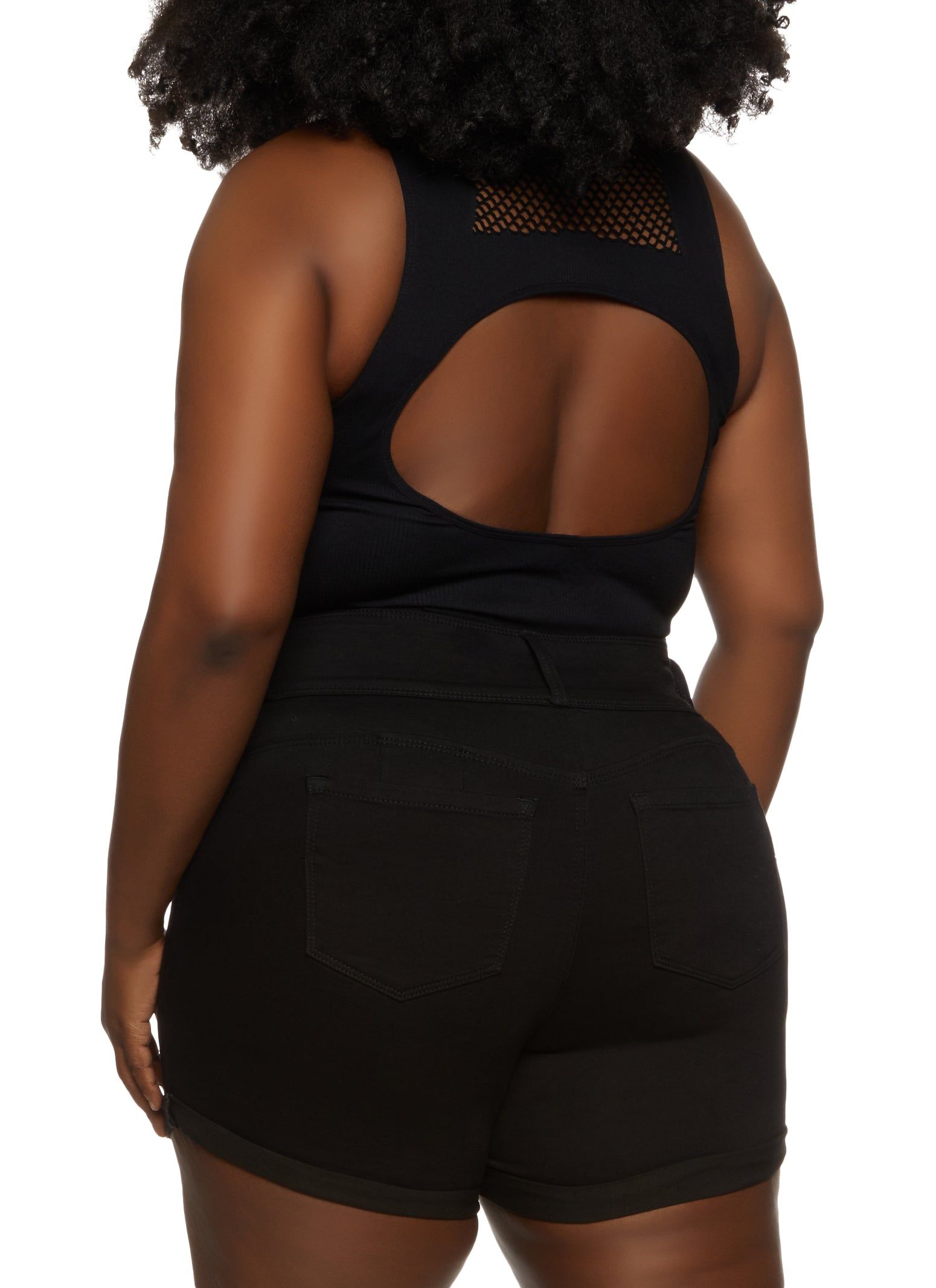 Plus Size Seamless Body Contour Fishnet Detail Bodysuit sold by Rainbow product image thumbnail 3