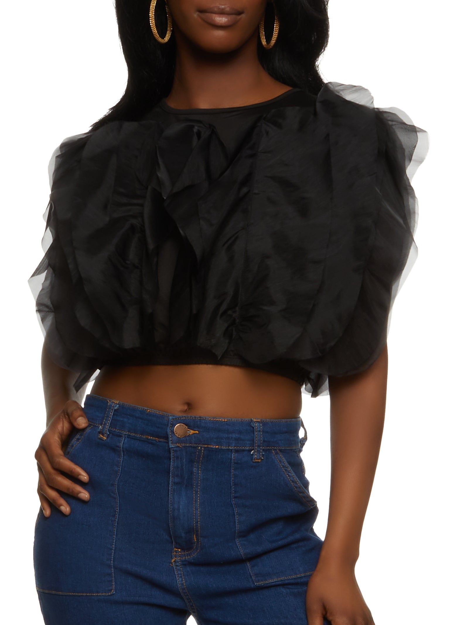Organza Trim Crop Top sold by Rainbow
