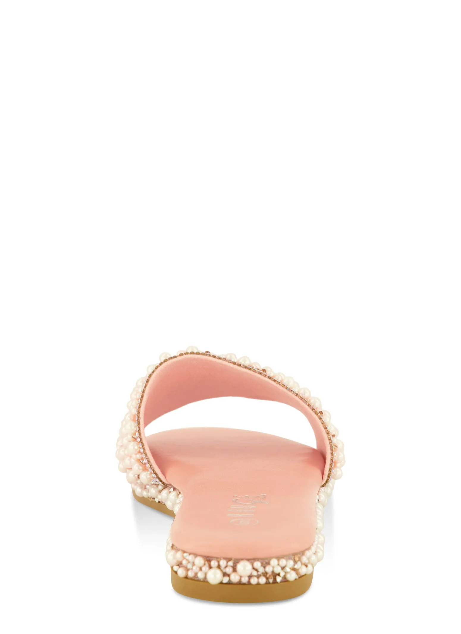 Rhinestone Trim Faux Pearl Band Slide Sandals sold by Rainbow product image thumbnail 3