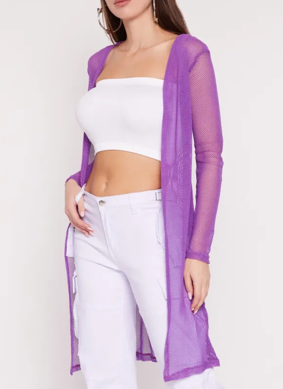 Fishnet Open Front Long Sleeve Duster sold by Rainbow