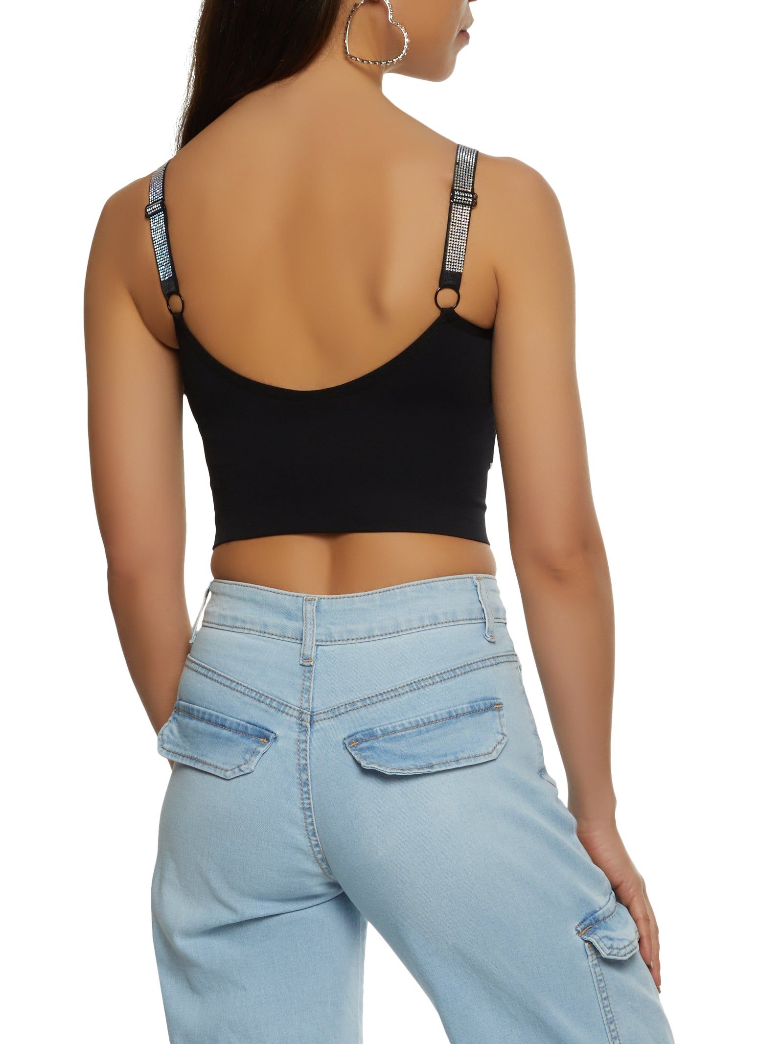 Rhinestone Studded Cropped Seamless Cami sold by Rainbow product image thumbnail 2
