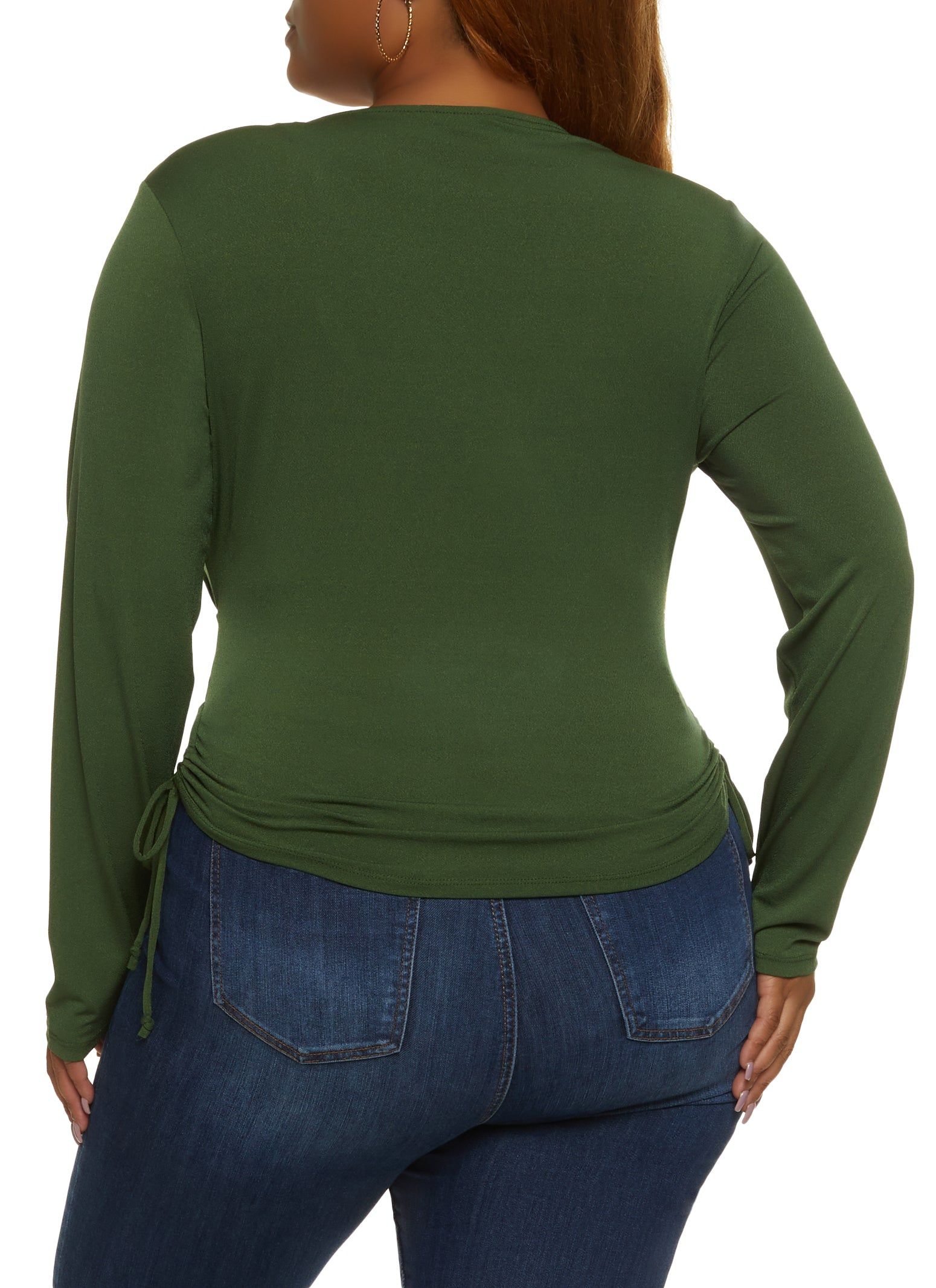 Plus Size Faux Wrap Keyhole Ruched Side Top sold by Rainbow product image thumbnail 2