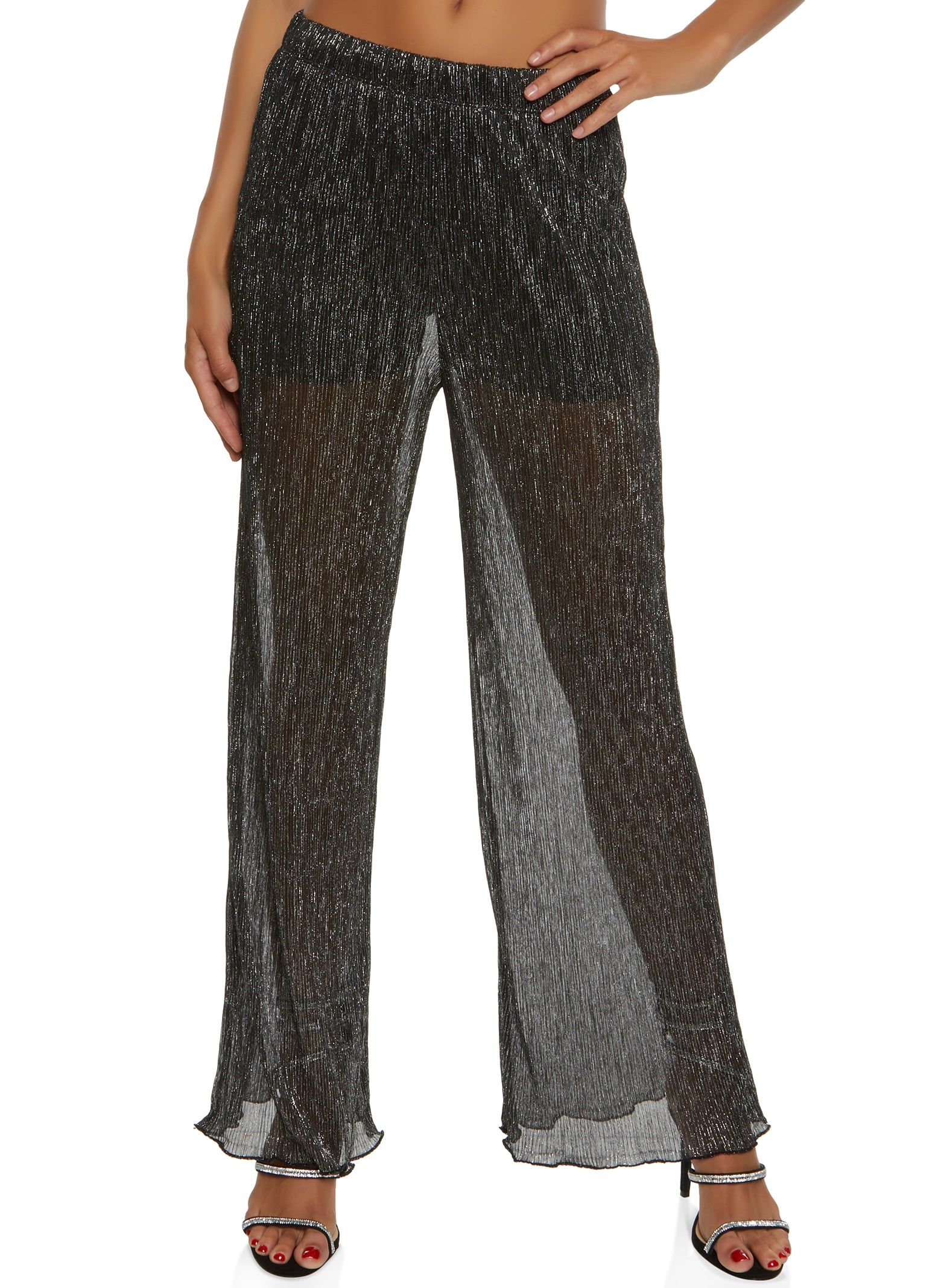 Lurex Plisse Wide Leg Pants sold by Rainbow