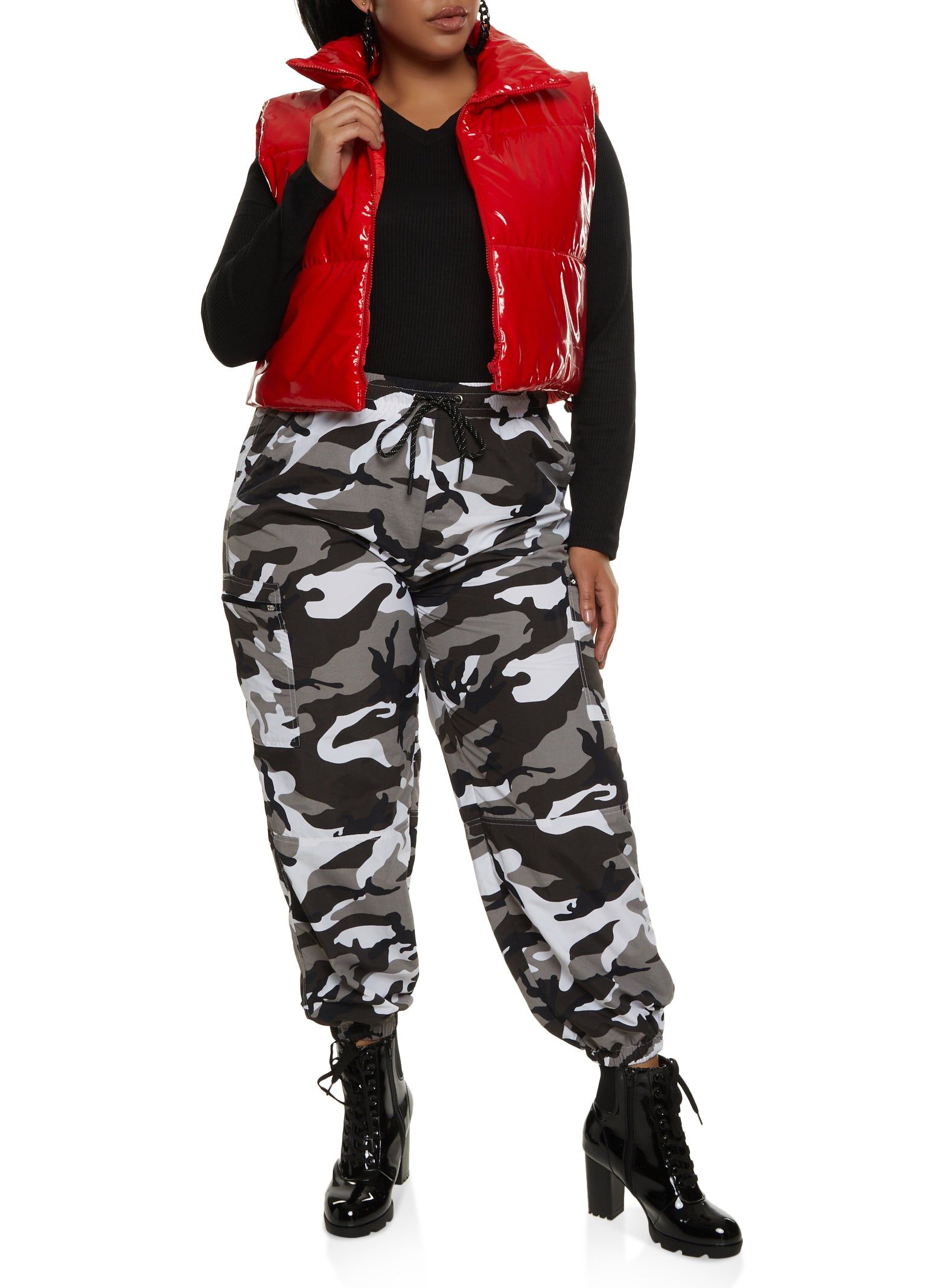 Plus Size Faux Patent Leather Puffer Vest sold by Rainbow product image thumbnail 2