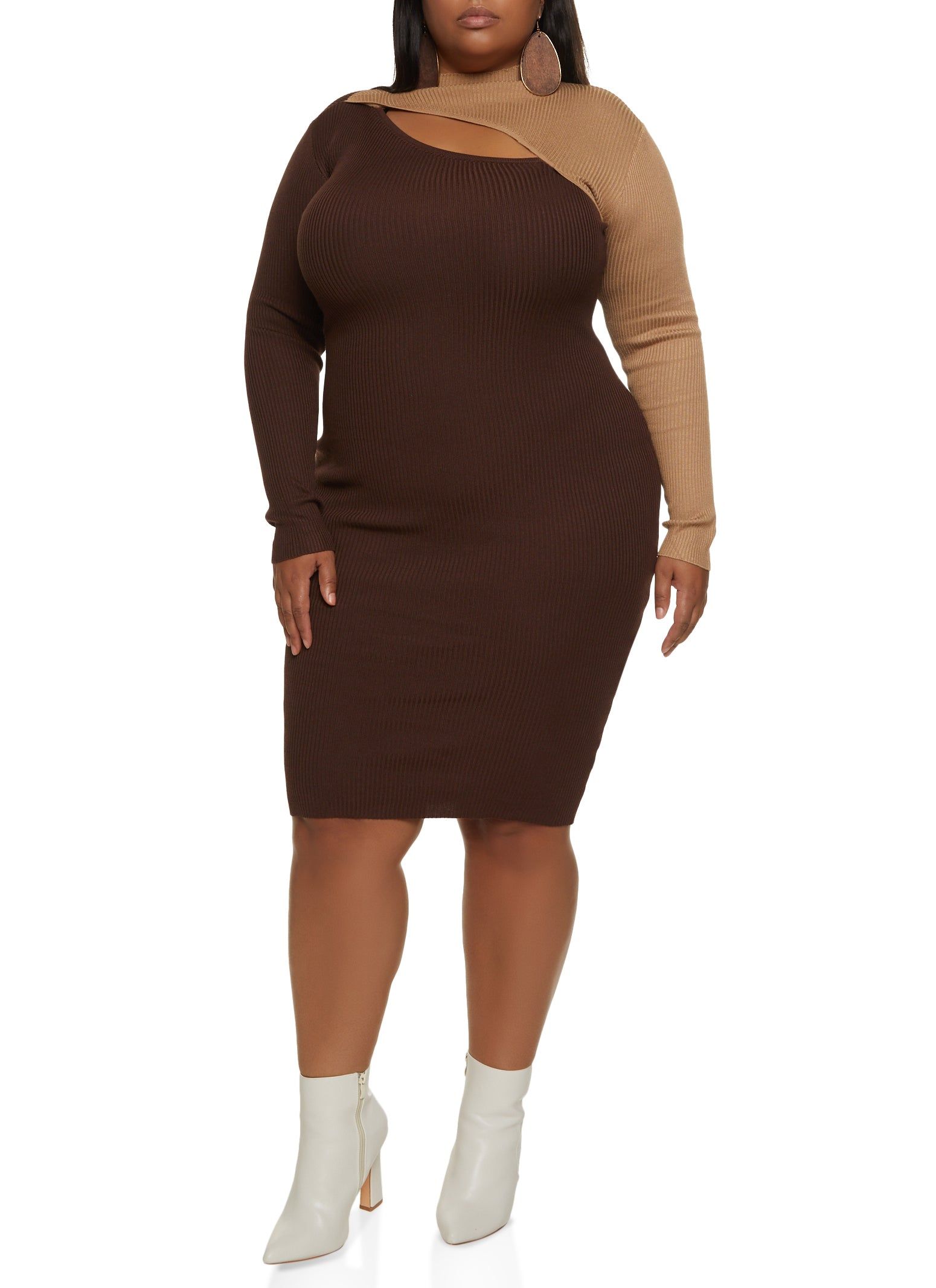 Plus Size Cut Out Color Blocked Sweater Dress sold by Rainbow product image thumbnail 2