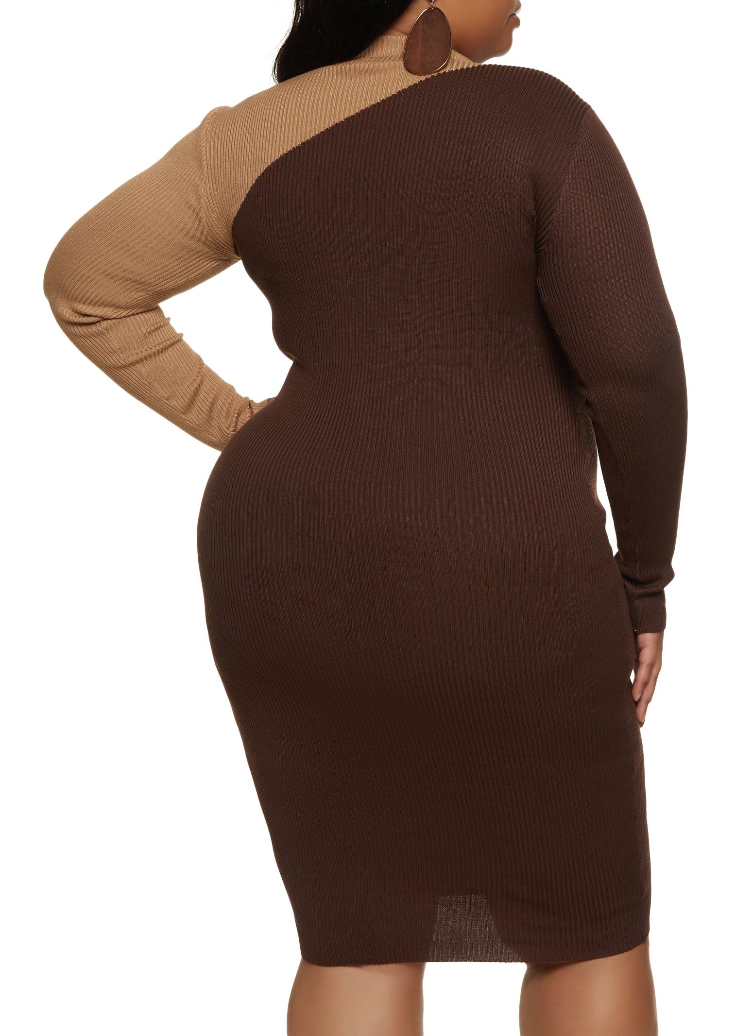 Plus Size Cut Out Color Blocked Sweater Dress sold by Rainbow product image thumbnail 3