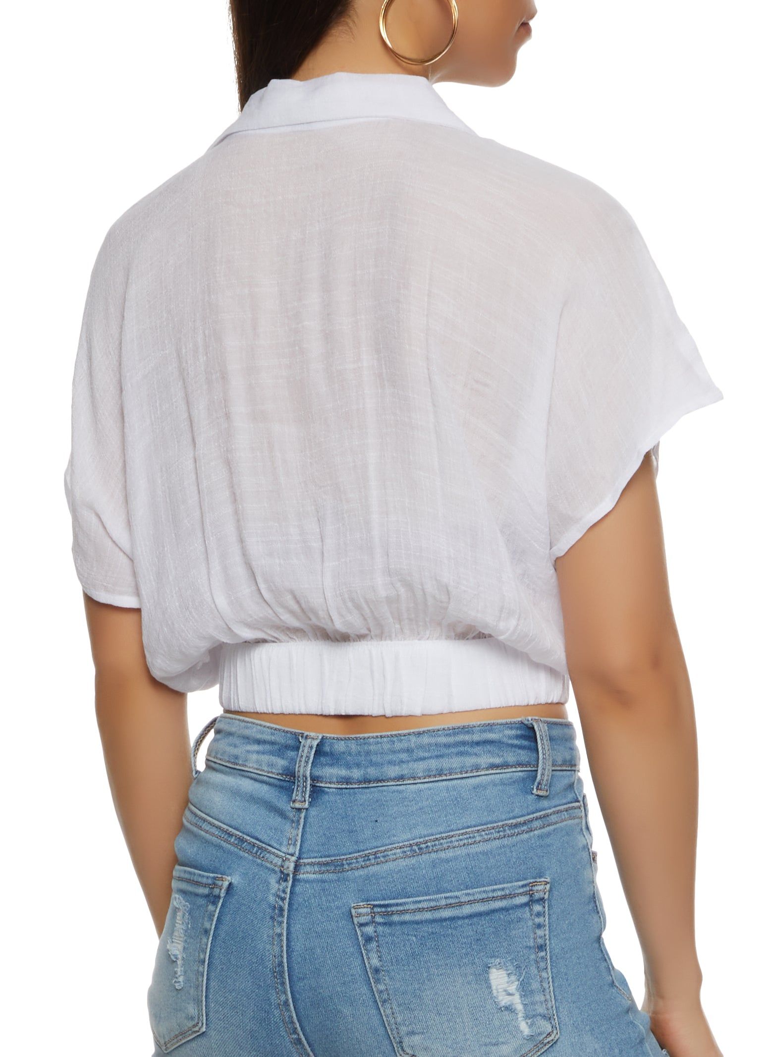 Elastic Waistband Cropped Shirt sold by Rainbow product image thumbnail 2